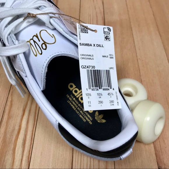 Adidas Samba X Jason Dill White Black Skate Shoes - Picture 4 of 5